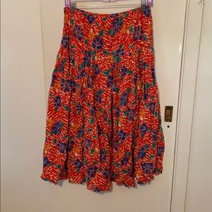 Bright Floral Midi Skirt